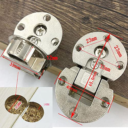 WANLIAN(2 Pieces)-90 Degree Page Turning axis Adjustable Cabinet Door Concealed Hinge Special Table Drop Down Hinge Flush Hinge