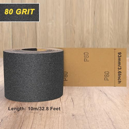 Sandpaper Roll 80 Grit, Wet Dry Sand Paper 3-2/3" Wide 11 Yard - style: 80 Grit