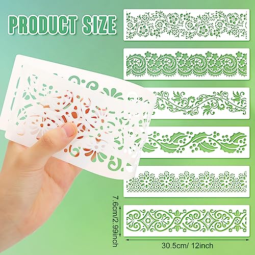 Ctosree 16 Pcs Flower Border Stencils Reusable, Cake Decorating Painting