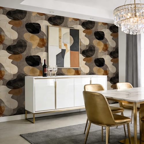 Modern Abstract Peel and Stick Wallpaper, Neutral Geometric Wallpaper
