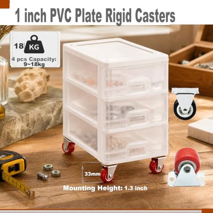 3" Rigid Plate PVC Casters,No Bearing,Max 35KG Load,6 PCS-Red - color: Red, size: 3 inch