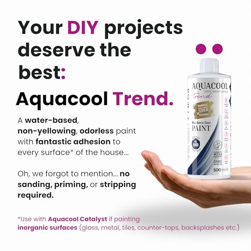 Aquacool Trend MAC All-in-One Furniture Paint – No Sanding No Primer, Chalk Paint for Cabinets, Wood, Tile & Countertops | Self-Leveling Matte Finish | 16.9 fl oz, 53 sq ft | 5000 Violet Blue - color: RAL 5000 Violet Blue
