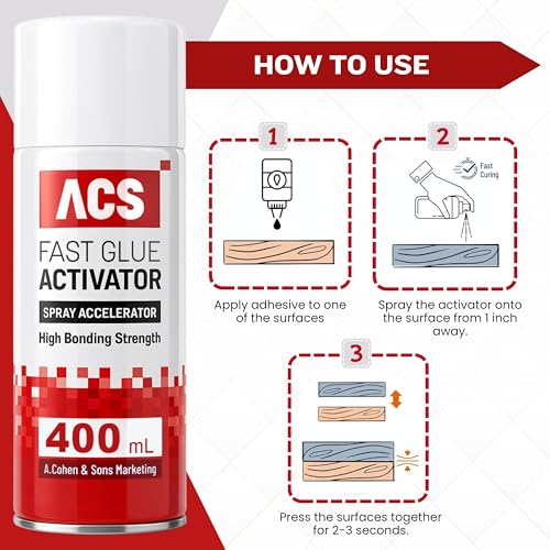ACS Fast Glue Activator Spray, High Bonding Strength, 400ml - size: Activator