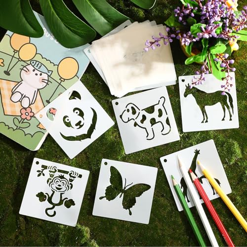 Augshy 56 Pcs Animal Stencils for Painting Craft Drawing Templates for Kids - style: Animals