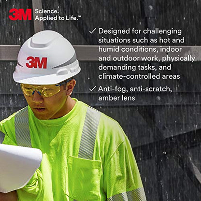 3M Safety Glasses, Solus 1000, Scotchgard Amber Lens, Blue/Black Frame - style: Amber Lens, Blue/Black Frame