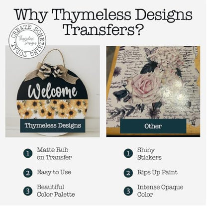 Rub on Transfers for Crafts and Furniture | 3 Design Sheets 6”x 12” | Home Decor Transfers | Furniture and Craft Decals | by Thymeless Designs (A Pocketful of Sunflowers) - style: A Pocketful of Sunflowers