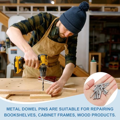 PATIKIL Metal Dowel Pins 5x14 Mm, 50 Pcs 304 Stainless Steel Shelf Support Peg Fasten Elements for Bookshelf Shelves Cabinet Closet Fixing Component Position, Silver - size: 5x14 mm