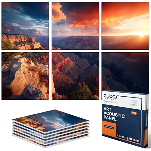 6 Pack Art Acoustic Wall Panels,70.8”x47.2”Self Adhesive for Home Decor - color: Canyon Fire, size: 72 * 48 Inches