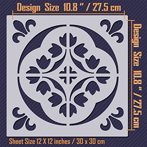 / Tile Stencil 12x12 (2 Pack) / Wall and Floor Stencil, Reusable for Painting, Furniture, Walls and Floors