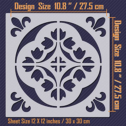 / Tile Stencil 12x12 (2 Pack) / Wall and Floor Stencil, Reusable for Painting, Furniture, Walls and Floors