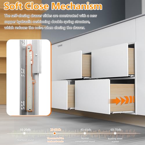 Undermount Soft Close Heavy Duty Drawer Slides 18 Inch, 80LB - color: Soft Close, size: 18 Inch