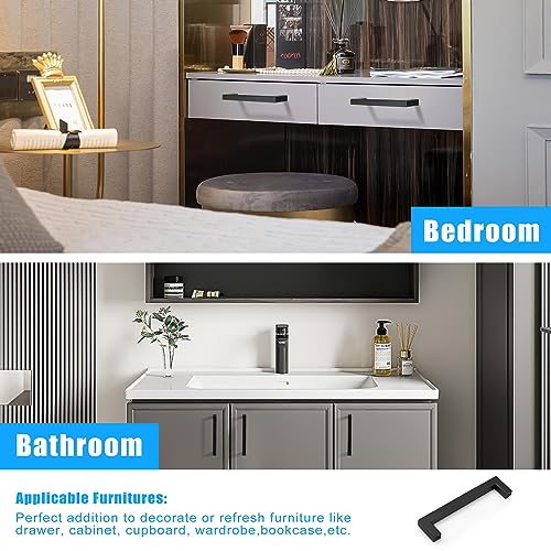 KNOBWELL 20 Pack| 5 inch Square Kitchen Cabinet Handles, 128mm Matte Black Cupboard Pulls, Dresser Drawer Knobs and Pulls Bathroom Cabinet Handles - color: Matte Black, size: Hole Center:5 inch(128mm)
