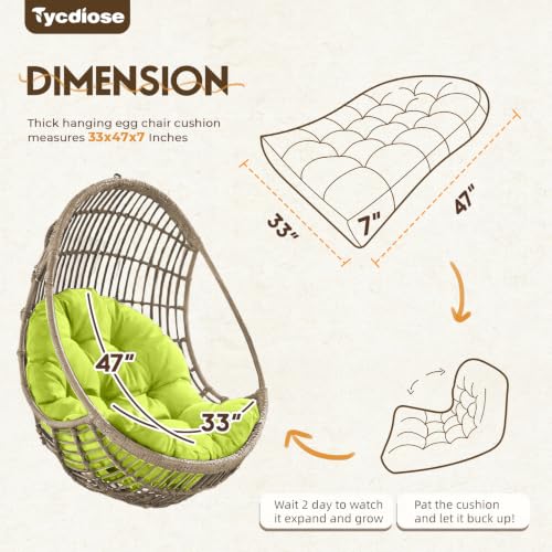 Egg Chair Cushion Replacement, Waterproof Outdoor Hanging Egg Chair Cushion Hammock Swing Chairs Cushions Pads, U-Shaped Thickened Cushions for Hanging Eggs Chairs, 47x33x7 Inch (Light Green) - color: Light Green
