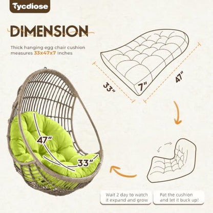 Egg Chair Cushion Replacement, Waterproof Outdoor Hanging Egg Chair Cushion Hammock Swing Chairs Cushions Pads, U-Shaped Thickened Cushions for Hanging Eggs Chairs, 47x33x7 Inch (Light Green) - color: Light Green