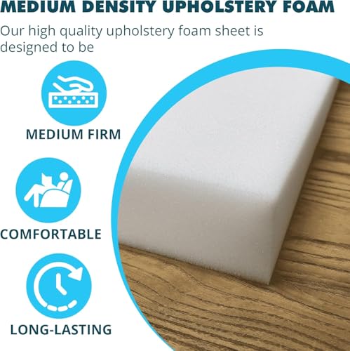Foamma 7" x 20" x 40" Medium Density Upholstery Foam Cushion (Seat Replacement, Upholstery Sheet, Foam Padding) Made in USA - color: Medium Density, size: 7" x 20" x 40"