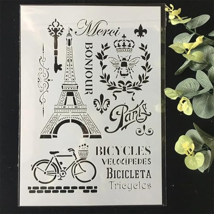 TIAMECH A4 Reusable Vintage Tower Bicycle Stencil for Painting - style: Tower Bicycle