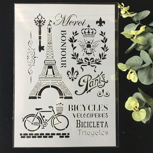 TIAMECH A4 Reusable Vintage Tower Bicycle Stencil for Painting - style: Tower Bicycle