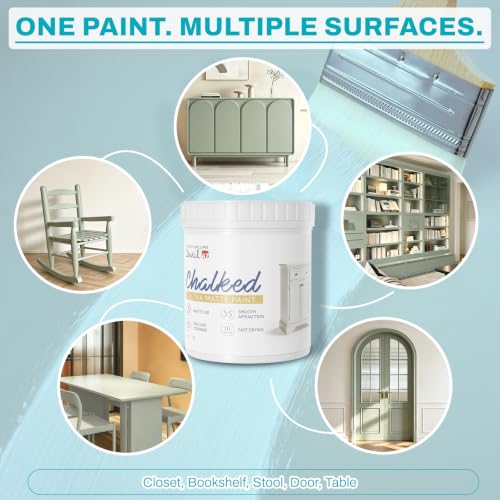 DWIL Chalk Paint Furniture Paint Matte Finish Muted Tone 16OZ - color: Green Gray