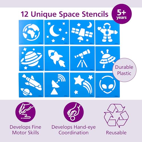 Colorations Space Stencil Set - Set of 12 - style: Outer Space 12PK