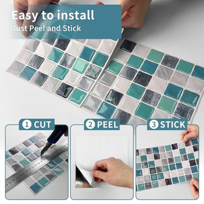 VICCI 3D Kitchen Backsplash Peel and Stick, 20-Pack 6x6 - color: Gray Blue