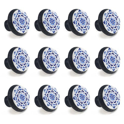 12 Pack Mandala Flower Cabinet Knobs for Kitchen Bathroom - size: 12PCS - 1.37"L x 1.1"W