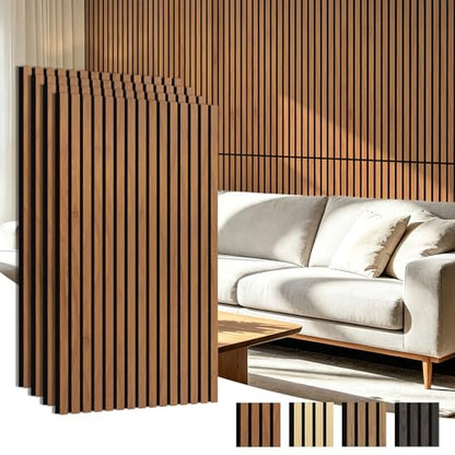 Art3d 47 x 23.6 Inch Acoustic Wood Slat Design Wall Panel, 4-Pack, Chestnut - color: Chestnut, size: 23.6" x 47"