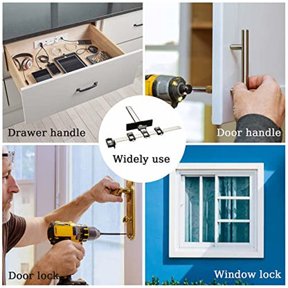 Cabinet Hardware Jig, Aluminum Alloy Cabinet Handle Jig Tool for Fast and Accurate Installation of Door Handles and Drawer Front Knobs, Pulls(with Automatic Center Punch and 4 Drill Bits)