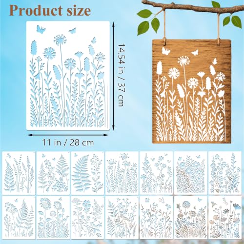 Alipis 15 Pack Flower Stencils for Painting on Wood and Walls