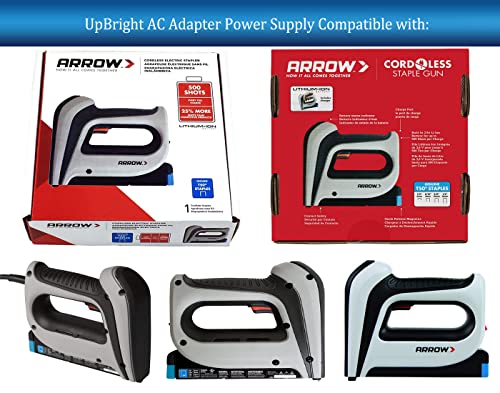 UpBright 5V AC/DC Adapter Compatible with Arrow Fastener T50DCD T50 DCD T-50 3.6V 1Ah 1000mAh Li-Ion Battery Cordless Staple Gun Electric Stapler T50DCDC 5VDC 1A Power Supply Cord Charger PSU w/Barrel