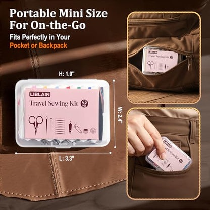 LIBLAIN Mini Sewing Kit with Big Eye Steel Needles for Adults and Beginners - size: 2 Pack