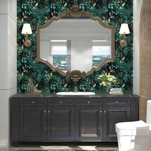 Teal Boho Floral Vinyl Peel and Stick Wallpaper 17.5"x 393" - color: Blue, size: 17.5" x 393"