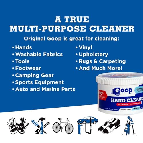 GOOP Multi-Purpose Hand Cleaner- Waterless Hand Degreaser, Laundry Stain Remover - NonToxic and Biodegradable Cleaner Remove Dirt, Oil, Paint, Ink, and Clothes Stains Original, 14oz Pack of 1 - size: 14 Ounce (Pack of 1)