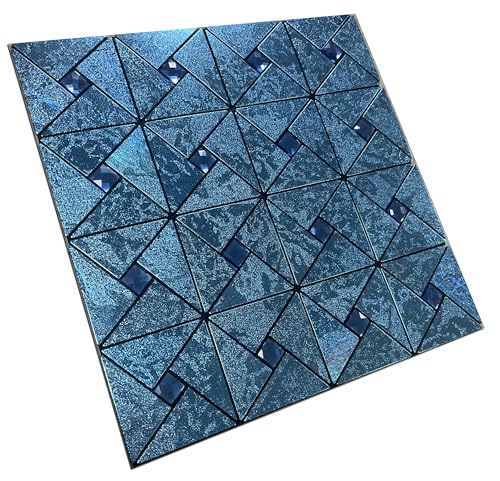 10 Sheets Peel and Stick Backsplash Tile, Self-Adhesive Mosaic Tile, Stick on Kitchen, Bathroom Vanities, Fireplace Décor, Laundry Table (10, Lasing Bronze) (10, Blue) - color: Blue