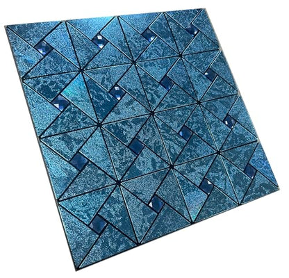 10 Sheets Peel and Stick Backsplash Tile, Self-Adhesive Mosaic Tile, Stick on Kitchen, Bathroom Vanities, Fireplace Décor, Laundry Table (10, Lasing Bronze) (10, Blue) - color: Blue