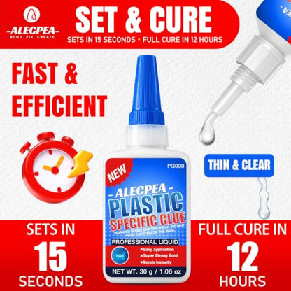 ALECPEA Plastic Glue 30g, Thin Formula for ABS, PVC, PS and Models - color: Plastic Glue
