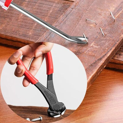 2PCS Upholstery Staple Remover Tool，Heavy Duty Staple Puller Kit with Nail Puller Pliers, Tack Remover Tool for Floor,Wooden Crates,Carpets,Walls,Photo Frame,Construction Projects - color: Red+2