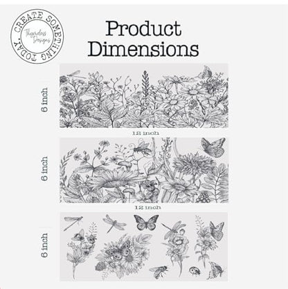 Rub on Transfers for Crafts and Furniture | 3 Design Sheets 6”x 12” | Home Decor Transfers | Furniture and Craft Decals | by Thymeless Designs (Midnight Meadow) - style: Midnight Meadow