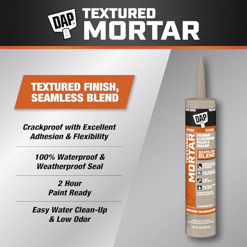 DAP Textured Mortar Premium Elastomeric Latex Filler & Sealant, Beige, 10.1 Oz (7079810081) (Pack of 12) - size: 10.1 Oz (Pack of 12)