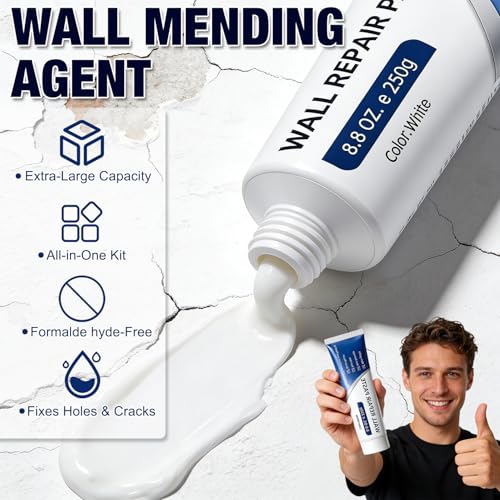 2 Pack Efficient Drywall Repair Kit with Scraper, Quick Drying Wall Repair Paste for Wall Holes, Cracks, Scratches and Graffiti for Holes Cracks Scratches Home DIY Use