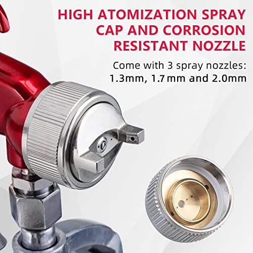 CarBole Suction Paint Spray-Gun with 1.3mm 1.7mm 2.0mm Fluid Tips