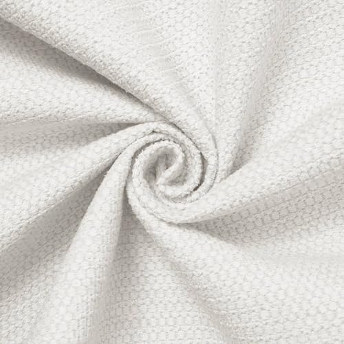 Textured Chenille Jacquard Upholstery Heavy Duty Polyester 58" Fabric by The Yard (White, 10 Yards) - color: White, size: 10 Yards