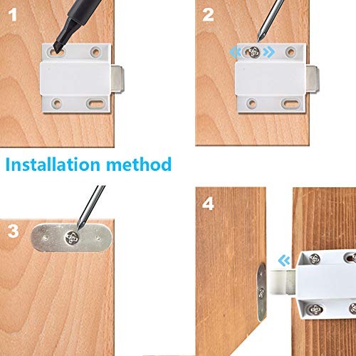 10 Pack Magnetic Push Latch Catch Push to Open Latch Pressure Touch Release Cabinet Catch for Doors Drawers Release Latch Kitchen Drawer Push Catch Pop Out Latch (White) - color: White