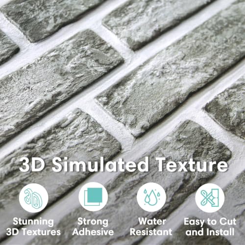 Commomy 3D Faux Brick Peel and Stick Wall Sticker Retro Grey - 10pcs - color: Faux Brick-QA