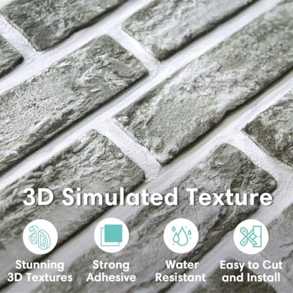 Commomy 3D Faux Brick Peel and Stick Wall Sticker Retro Grey - 10pcs - color: Faux Brick-QA