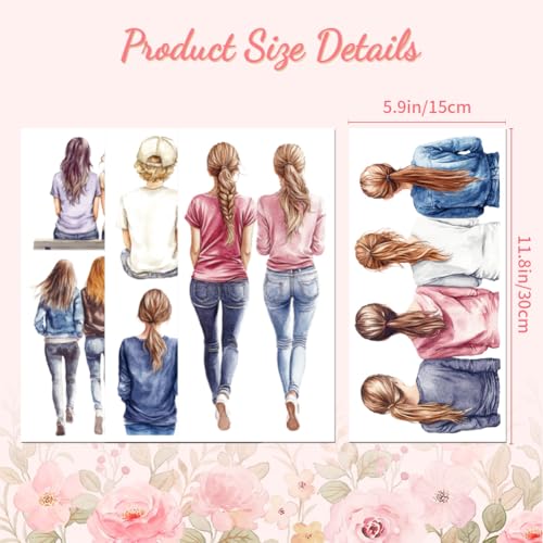 Peacoblue Girl's Back Rub On Transfers for Furniture Craft 6"x12" - style: Girl's Back(Best Friends)