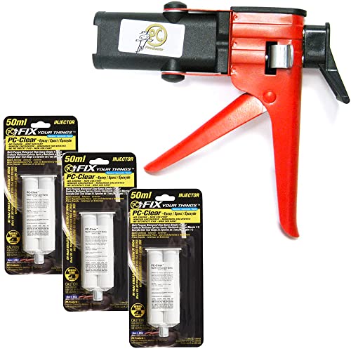 PC Products PC-Clear Epoxy Adhesive Paste Kit, Two-Part with Dispensing Gun and 3-Pack of 50ml Cartridges, 75333 - size: 1.7 oz Cartridge, 3-Pack & Dispensing Gun