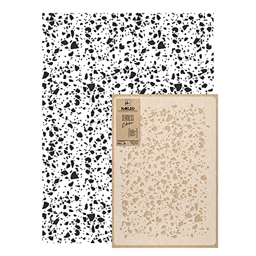 NAKLEO Wall Painting Stencil Large Size, 23,2”x37,4” Terrazzo Spots Retro Reusable Plastic Template, Geometric Pattern Wallpaper, DIY Home Decor Craft Wood Floor Furniture - color: Terrazzo