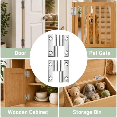 2in Lift Off Hinges 4Pack, 304 Stainless Steel Small Cabinet Hinges, Pin-on-Right Removable Butt Hinges for Wooden Box, Tool-Free Hinge for DIY & Electronics Enclosure (Silver, 16 Screws) - size: 2x1.4x0.4 in