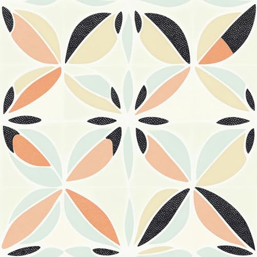 HOMETITUTE Modern Boho Floral Petal Peel Stick Floor 12x12 Vinyl - color: Beige