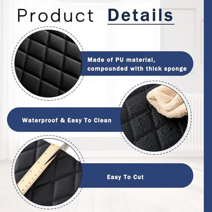 SmoothNovelty 5.4 Yards Diamond Quilted Vinyl Headliner Material 55 in Wide Faux Leather with Foam Backed 2" x 3" Diamonds Pattern Fabric for Car Furniture Upholstery(Black) - color: Black, size: 5.4 Yards